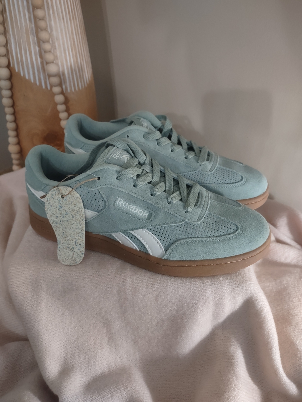 Reebok Classic Suede Sneakers in Mint with Gum Sole